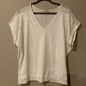Express White Sequin Blouse 💎 Size Large